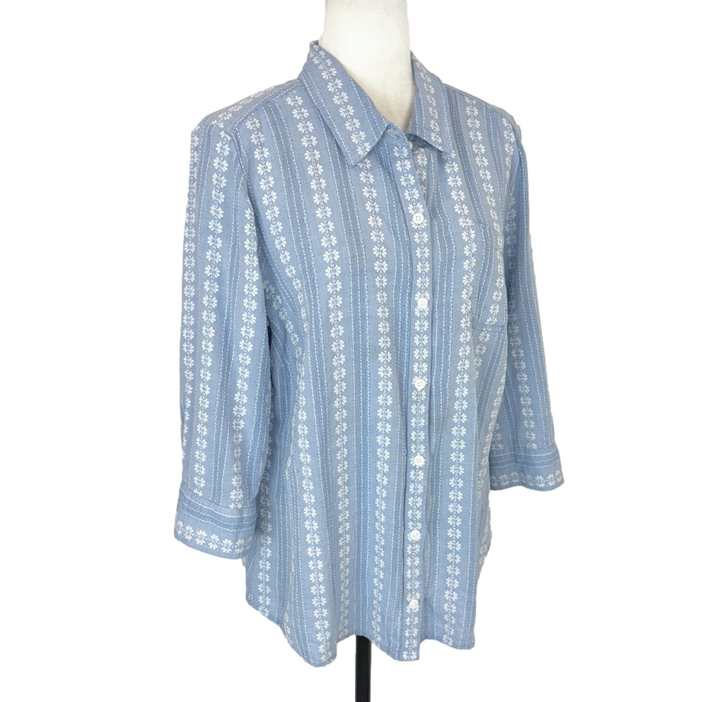Karen Scott floral embroidered shirt